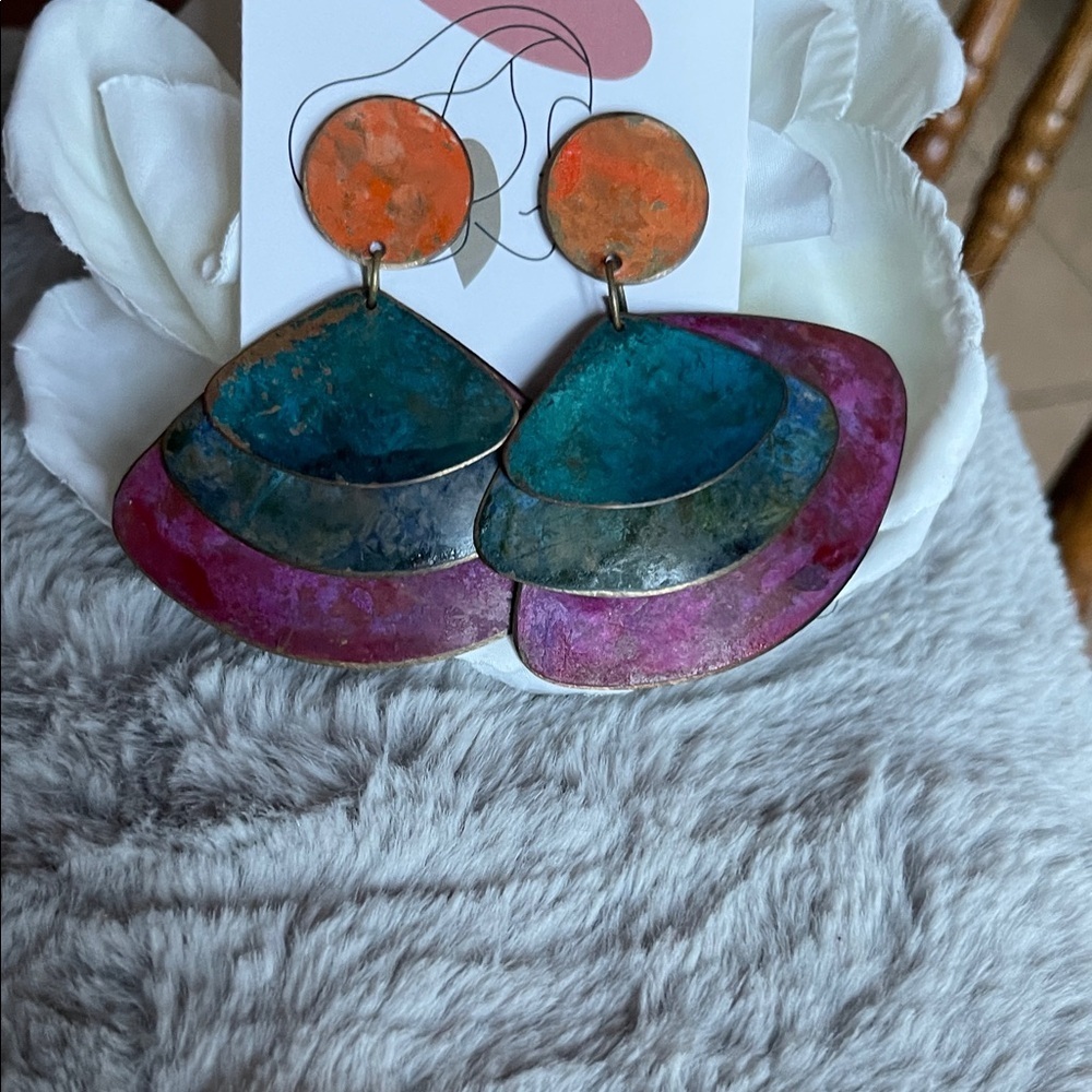 Multicolor Layered Statement Earrings - image 3